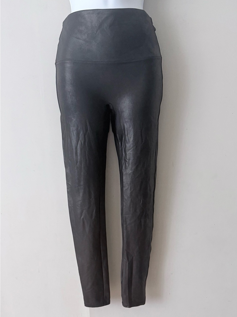 SPANX Black High-Waist Faux Leather Leggings